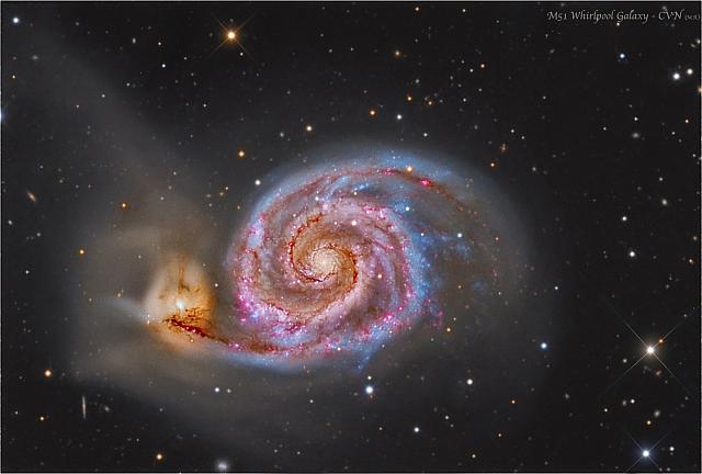 NGC5194 (M51) - The Whirlpool Galaxy and its companion NGC5195 - Ha enhanced